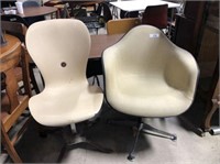 (2X)  Mid Centur Chairs-Bucket Style with Fabric &