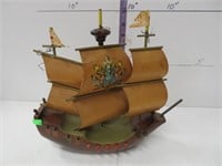 Wooden ship lamp, 12" long
