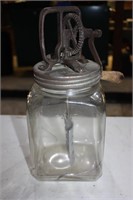 Glass butter churn cracked jar