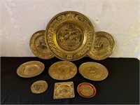 9 Brass Decorative Plates