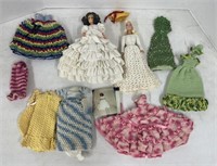 (L) Lot Of Crocheted Doll Clothes And Vintage