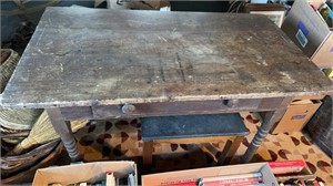 Antique gateleg work table with a slate top