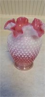 Vintage Fenton 6in hobnail wavyedge vase