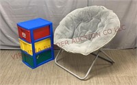 3-Drawer Plastic Storage & Saucer Chair