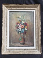 Vintage oil on canvas still life, as is