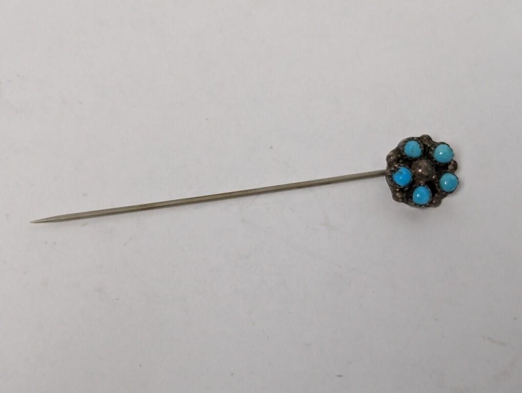 .925 Sterling Turquoise Lapel Pin