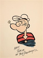 Popeye hand-drawn sketch signed by Bud Sagendorf