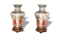 Pair of CHI. Famille Rose Luohan Vases, Republic