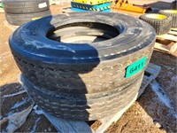 (2) 11R24.5 Tires (1) On Aluminum Rim