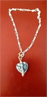 7in sterling silver bracelet with blue heart charm
