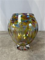 Colorful hand blown glass vase