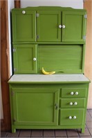 Vintage Painted Avocado Green Hoosier Cabinet