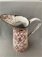 Red and White Agateware Pitcher