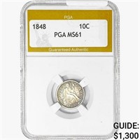 1848 Seated Liberty Dime PGA MS61