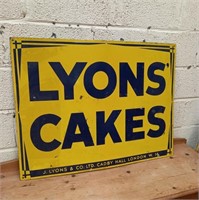 Original Enamel "Lyons Cakes" Advertising Sign