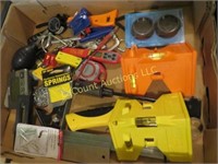 assorted hand tools w level misc garage smalls