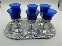 RARE Morgantown "Blue Dragon" Drink Set