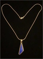 Sterling Lapiz pendant on box chain