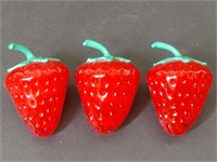 Set of Three Glass Strawberries Figurines