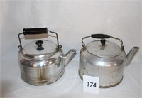 2 EARLY ALUMINUM TEA KETTLES