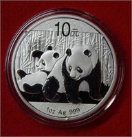2010 Chinese Panda 10 Yuan 1 Ounce Silver