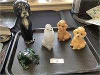 Retro poodle candles, Japan-made ceramic dog.