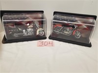 Pair of Harley Motorcycle Toys in Cases