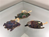 3 Cloisonne Fish Ornaments