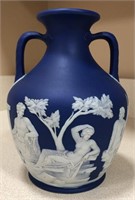 Wedge wood dark blue jasper dip Portland vase.