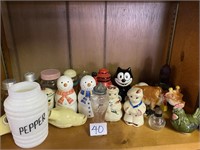 Assorted salt and pepper shakers some unmatched