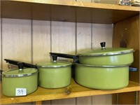 Complete set avocado pots from Sears and Roebuck