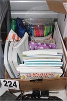 Box of Adult Coloring Supplies: Lots of Pens,