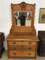 Super oak 3 drawer dresser with mirror