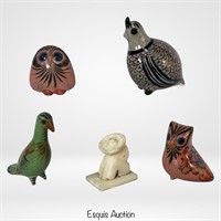 Tonala Mexico Folk Art Pottery Bird Figurines