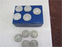 10) Nickels includes 5 Buffalo and 5) 1940's dates