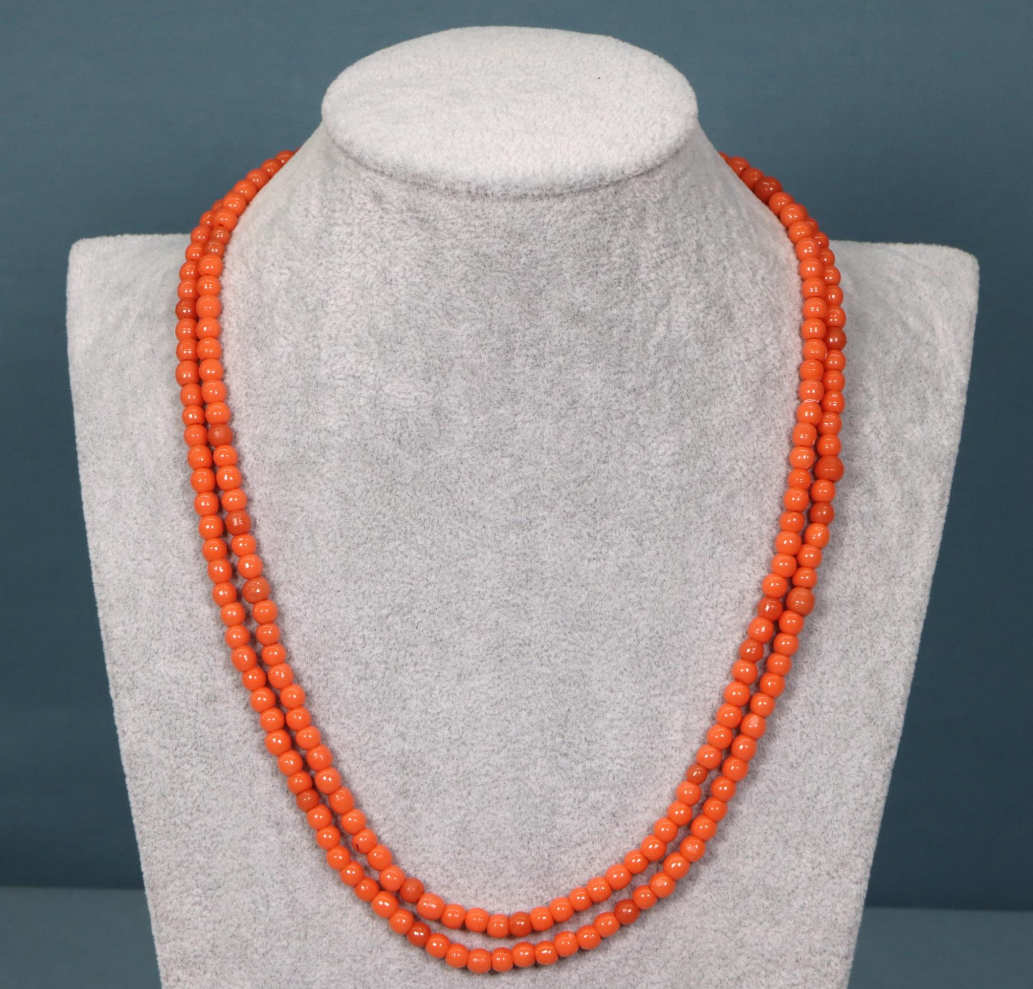 14K Gold 2-Strand Coral Necklace