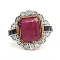 14ct R/W/G Ruby 5.08ct ring