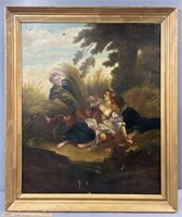 Victorian Courting Scene Oil Painting on Canvas