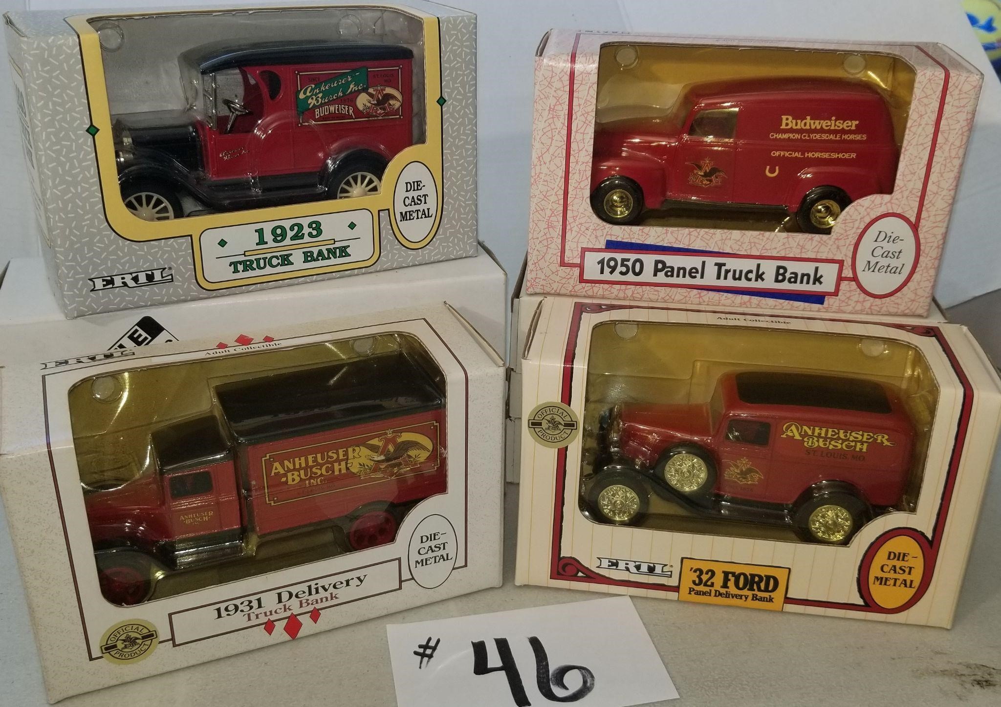 4 Die Cast Penny Banks 1:34 scale,