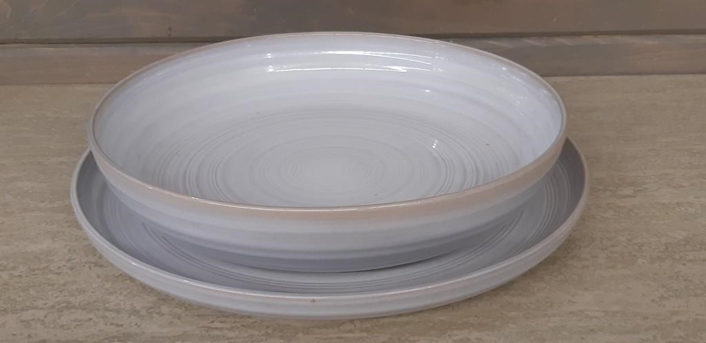 2 Pcs Beautiful Stoneware Platter & Bowl