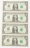 UNCUT SHEET OF FOUR 2003 $1 FEDERAL RESERVE NOTES