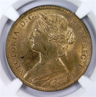 GREAT BRITAIN: 1860 Penny TB NGC MS62 RB