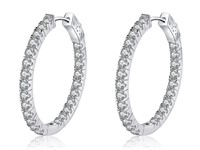 925S 1.6ct Moissanite Diamond Hoop Earrings