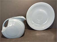 Blue Fiesta Pitcher and Plate