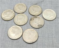 8-1964 Kennedy Half Dollars, 90% Silver