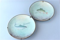 Pair Crown Staffordshire Porcelain Cabinet Plates,