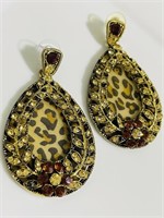 Large chetah print earrings vintage jewelry