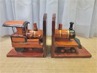 Folkart Handmade Wooden Steam Locmotive Bookends