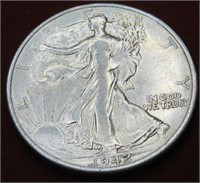 1942 S AU Grade Walking Liberty Half Dollar