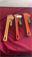 Lot of 3 Steel Pipe Wrenches